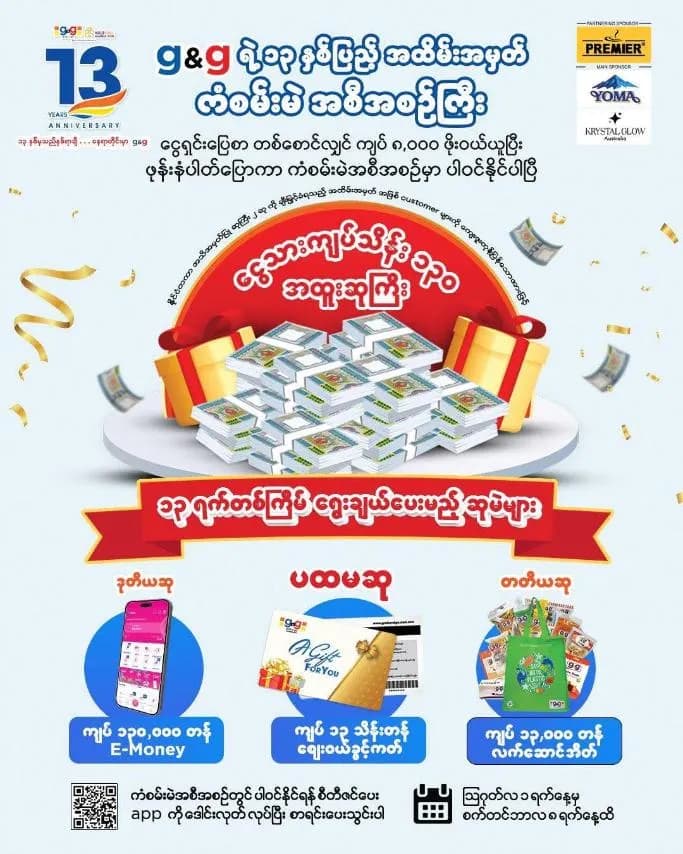 ကျပ် သိန်း၁၃၀ အထူးဆုကြီး ကံထူးနိုင်မယ့် ကံစမ်းမဲအစီအစဉ်